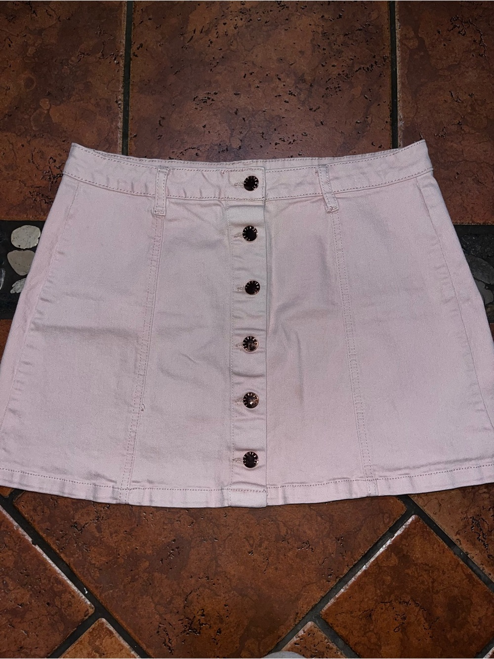Forever 21 Light Pink Button-Front Mini Skirt